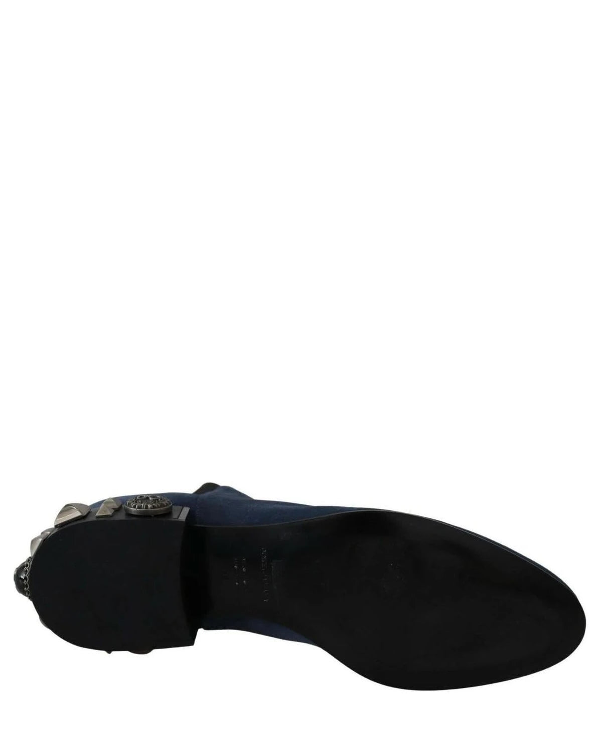 Dolce & Gabbana Blue Suede Embellished Studded Boots Boots