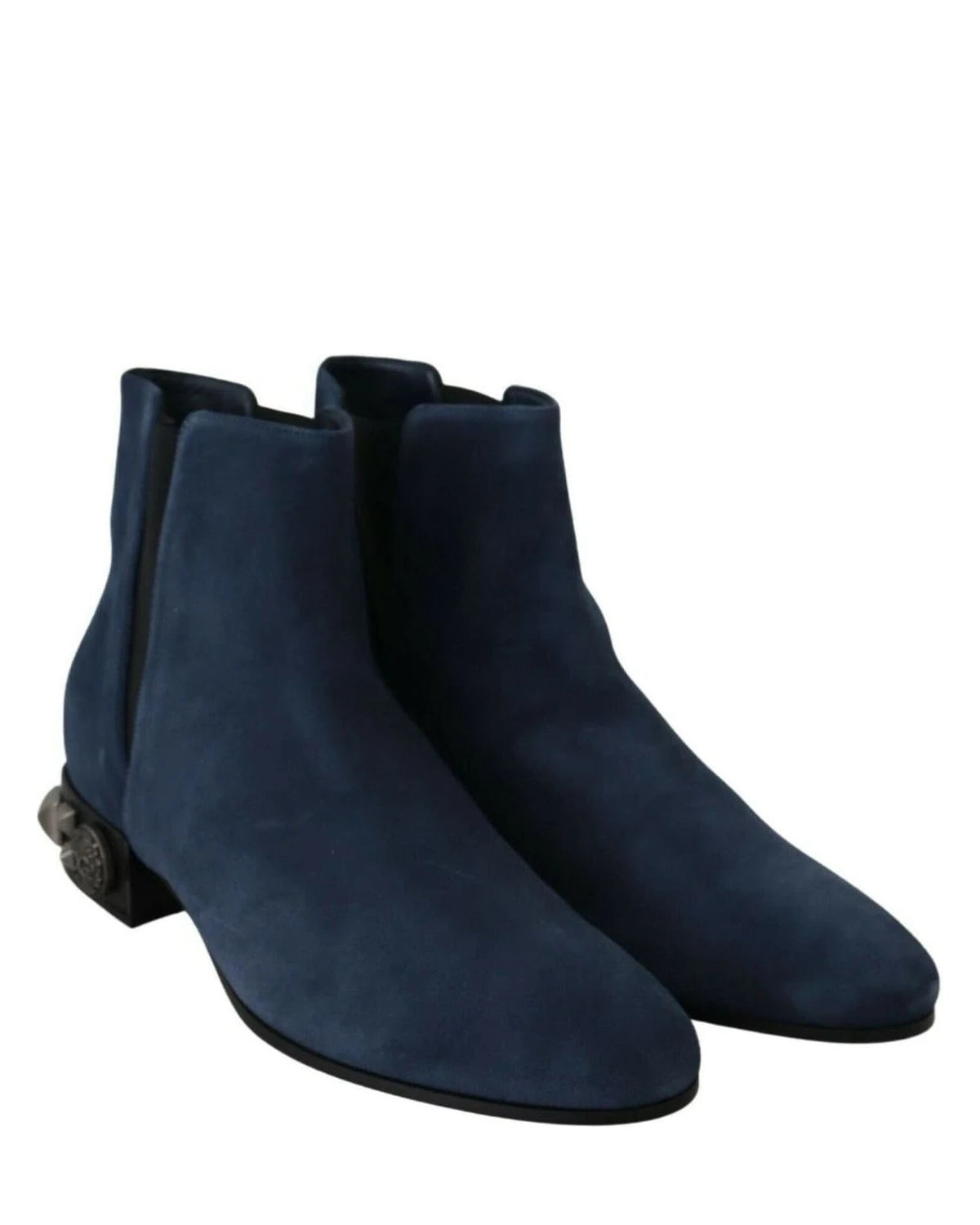 Dolce & Gabbana Blue Suede Embellished Studded Boots Boots