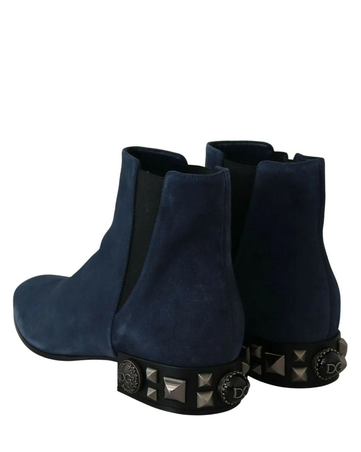 Dolce & Gabbana Blue Suede Embellished Studded Boots Boots