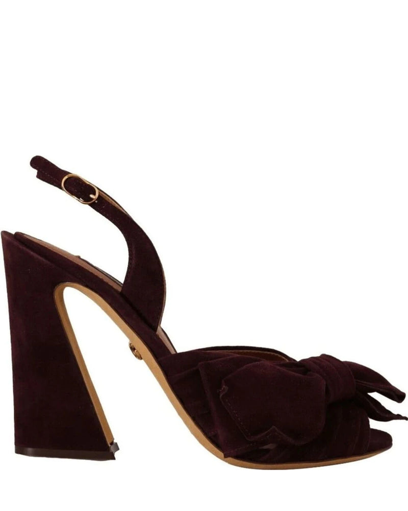 Dolce & Gabbana Purple Suede Dark Ankle Strap Sandals Shoes Heels