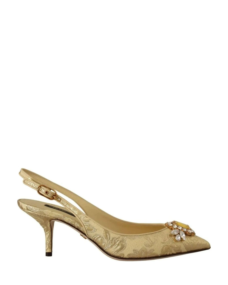 Dolce & Gabbana Gold Crystal Slingbacks Heels Heels
