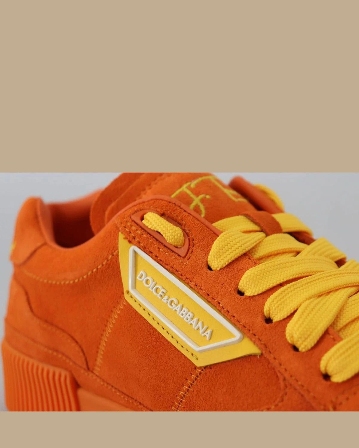 Dolce & Gabbana Orange Leather Pj Tucker Sneakers Sneakers