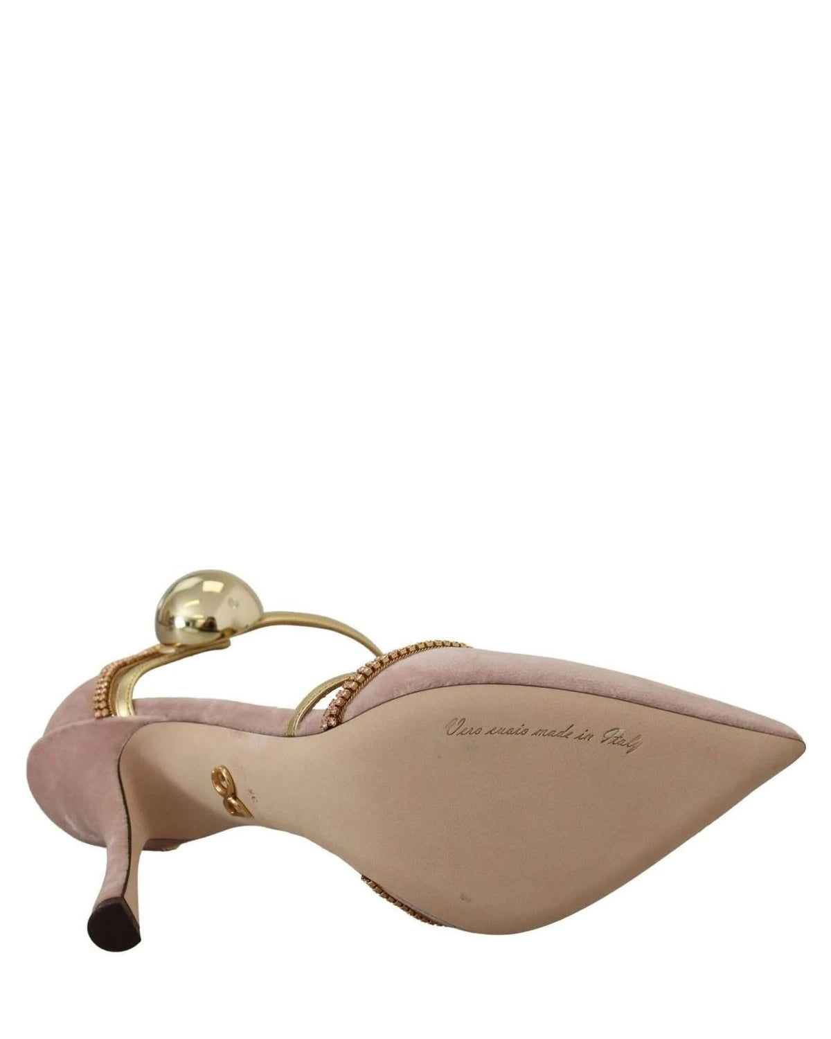 Dolce & Gabbana Pink Crystal T Strap Heels Heels