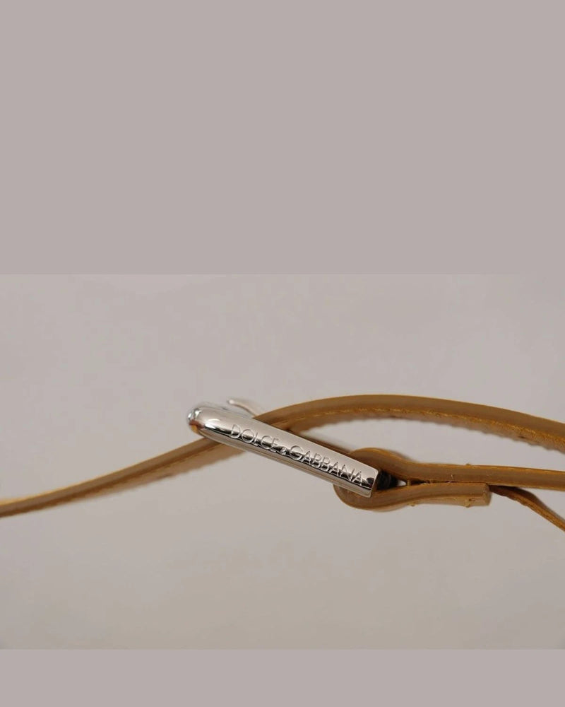 Dolce & Gabbana Yellow Leather Silver Tone Logo Metal Buckle Belt Belts
