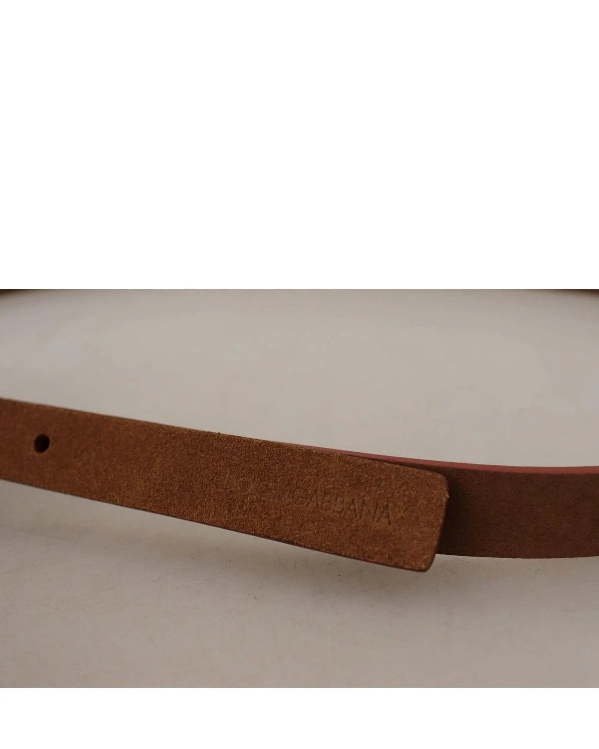 Dolce & Gabbana Brown Logo Engraved Metal Waist Buckle Belt Belts