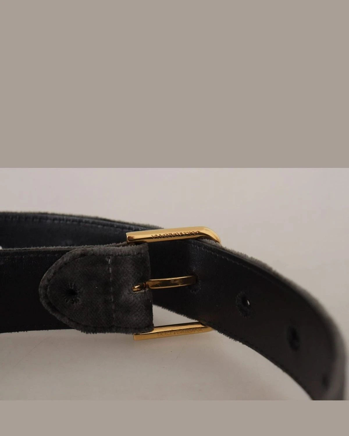 Dolce & Gabbana Brown Velvet Gold Tone Logo Metal Waist Buckle Belt Belts