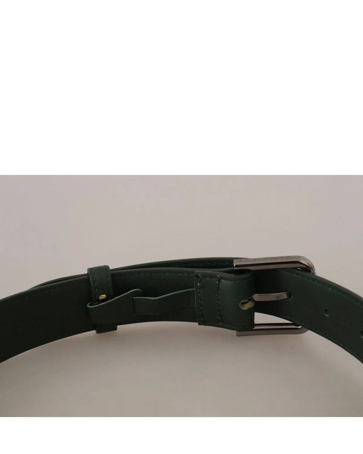 Dolce & Gabbana Green Leather Army Logo Metal Waist Buckle Belt Belts