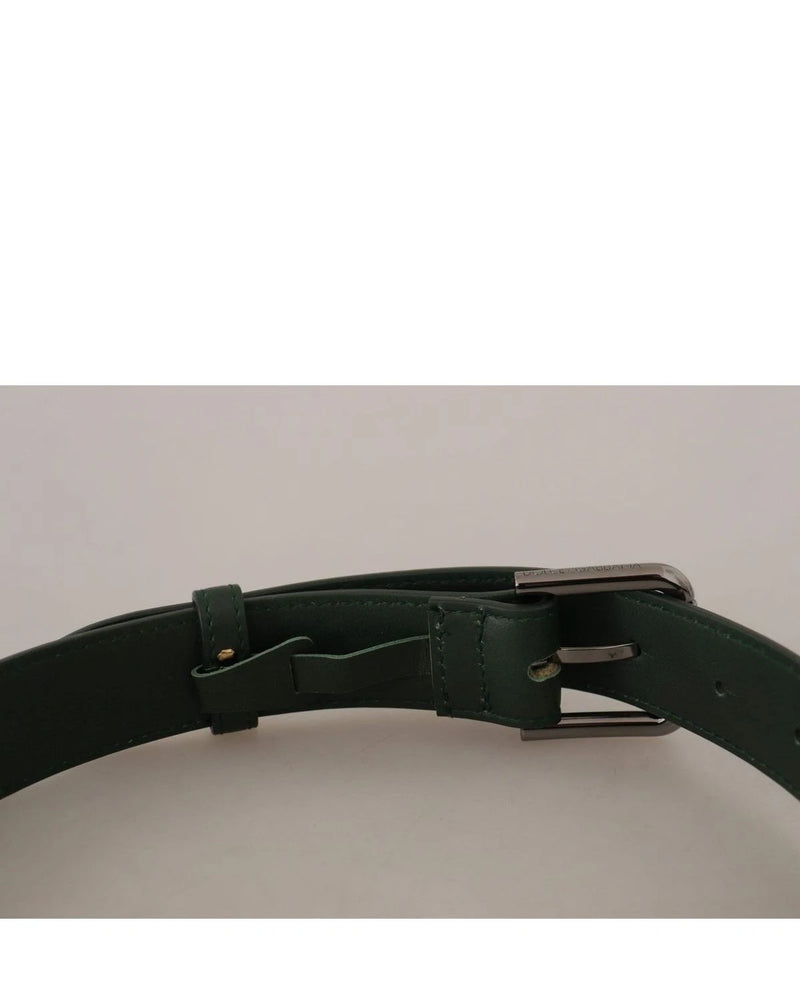 Dolce & Gabbana Green Leather Army Logo Metal Waist Buckle Belt Belts