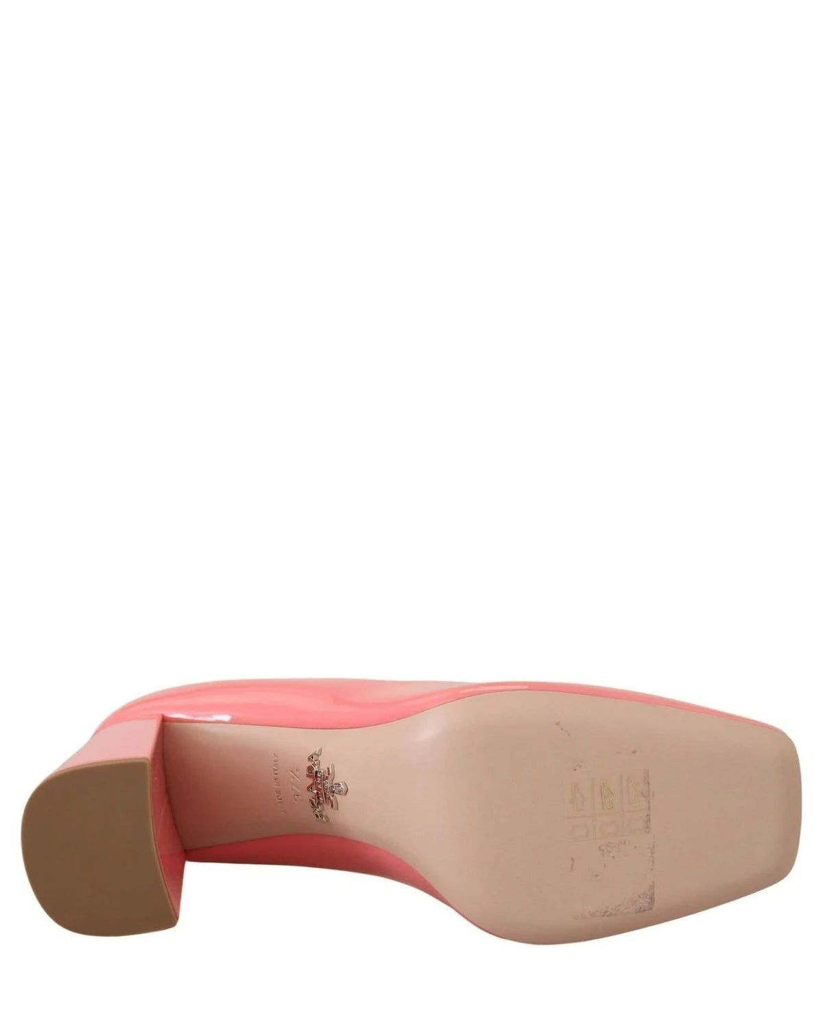Prada Pink Leather Patent Block Heels Heels