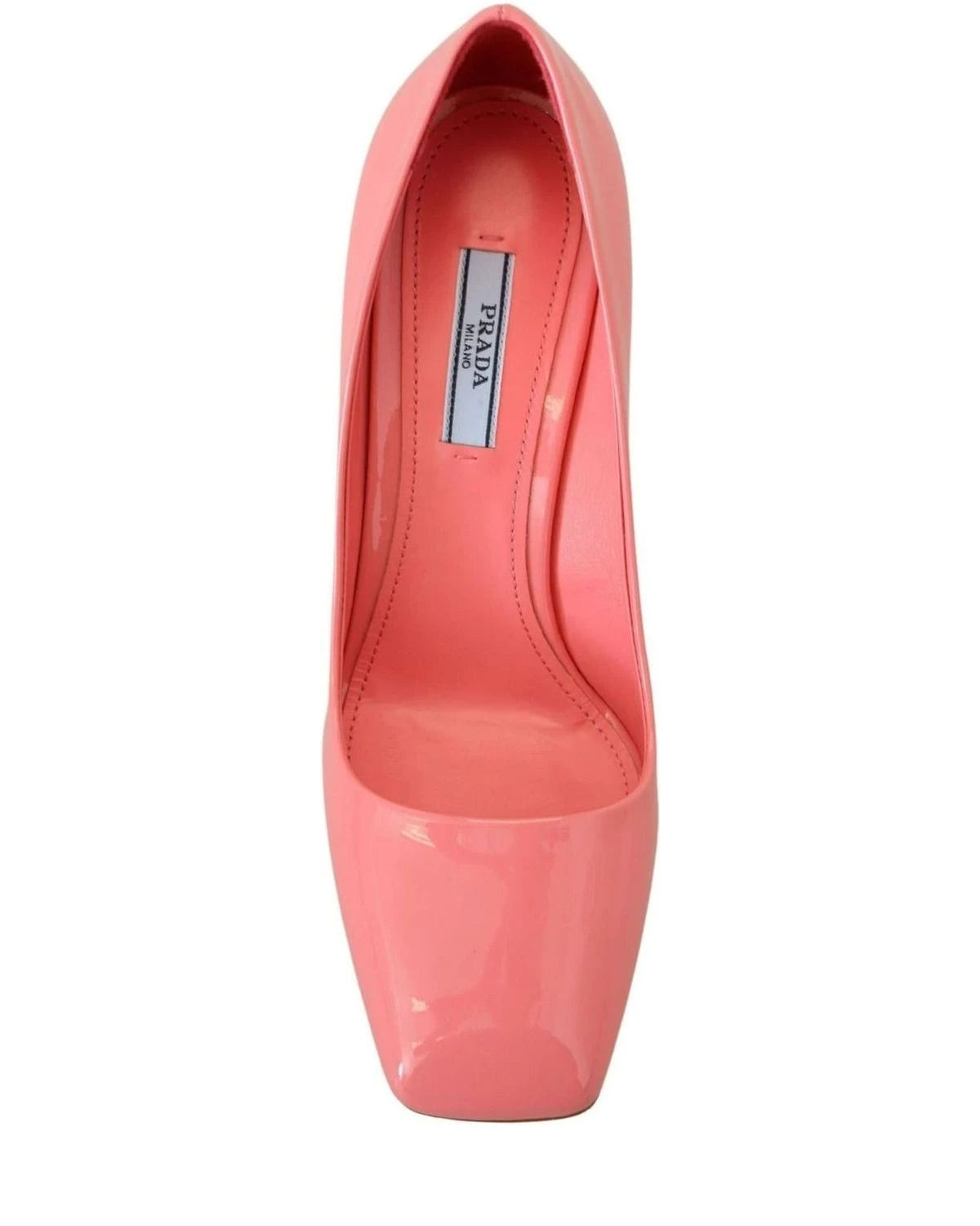 Prada Pink Leather Patent Block Heels Heels