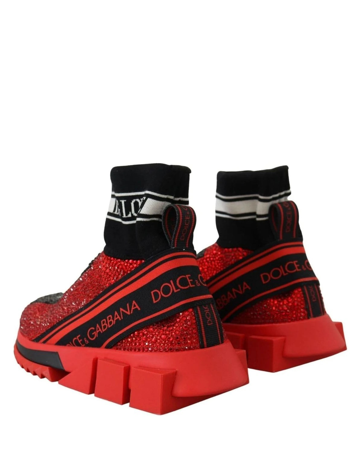 Dolce & Gabbana Red Bling Sorrento Sneakers Socks Shoes Sneakers
