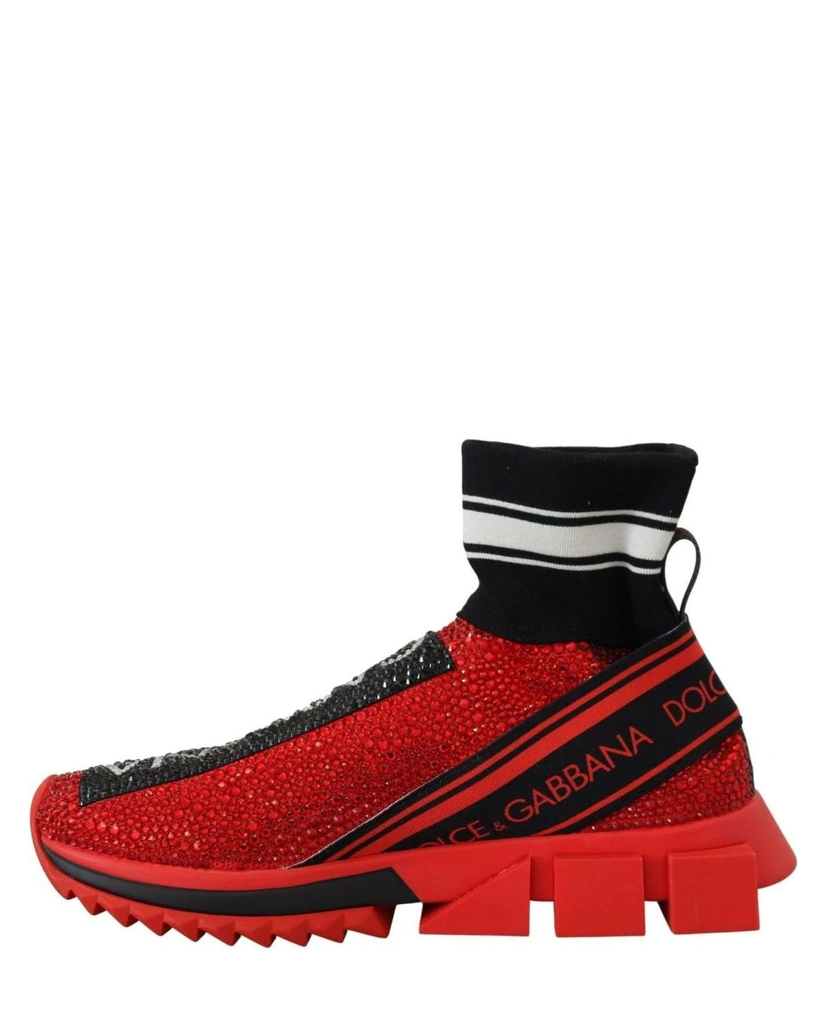 Dolce & Gabbana Red Bling Sorrento Sneakers Socks Shoes Sneakers
