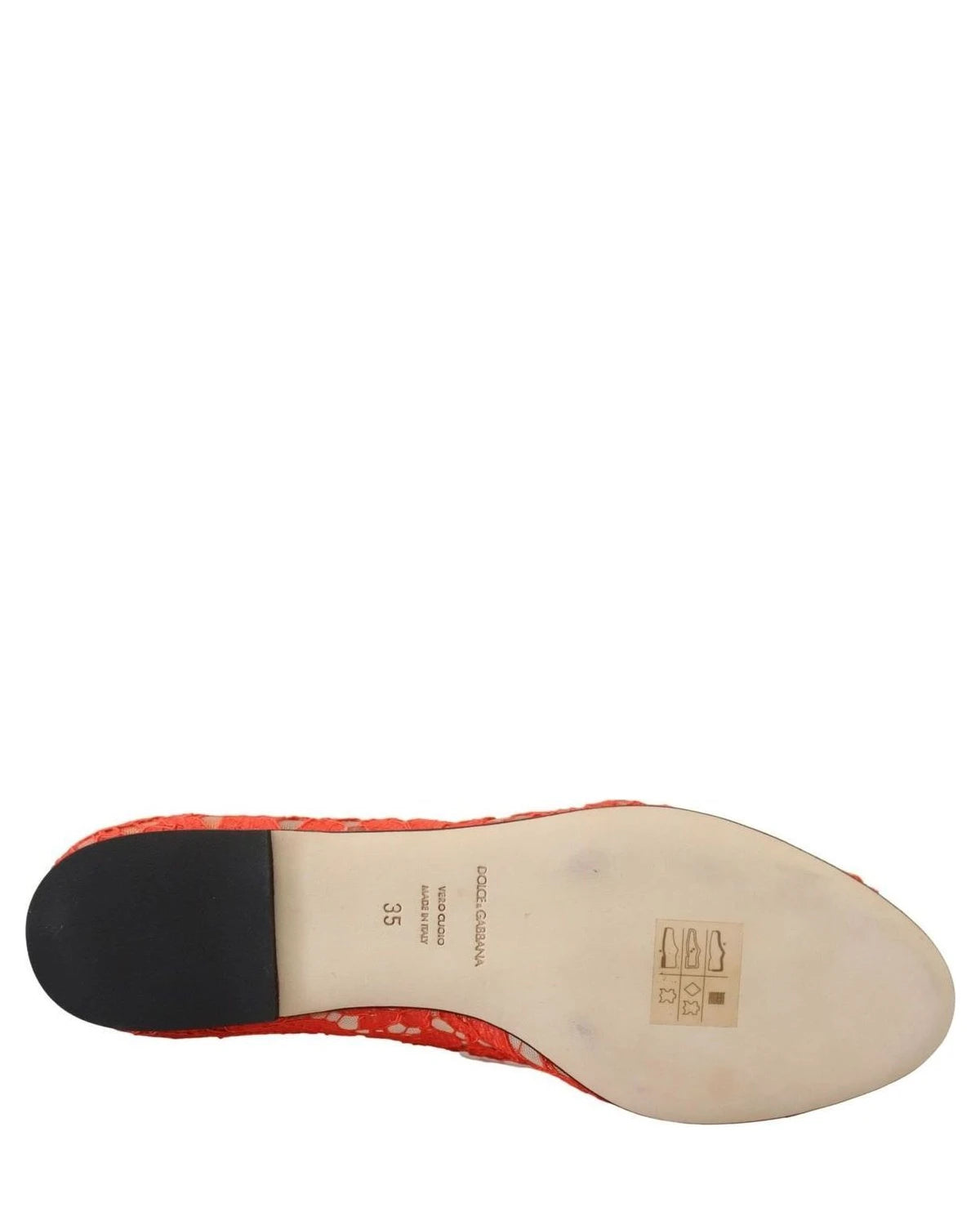 Dolce & Gabbana Red Lace Taormina Crystals Ballet Flats Flats