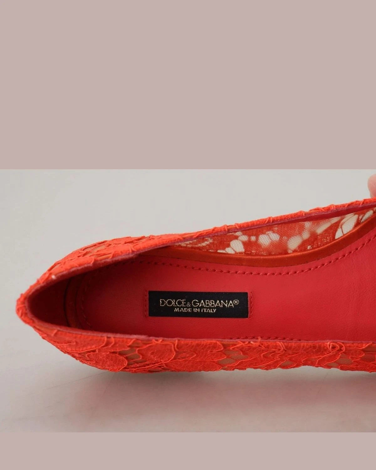 Dolce & Gabbana Red Lace Taormina Crystals Ballet Flats Flats