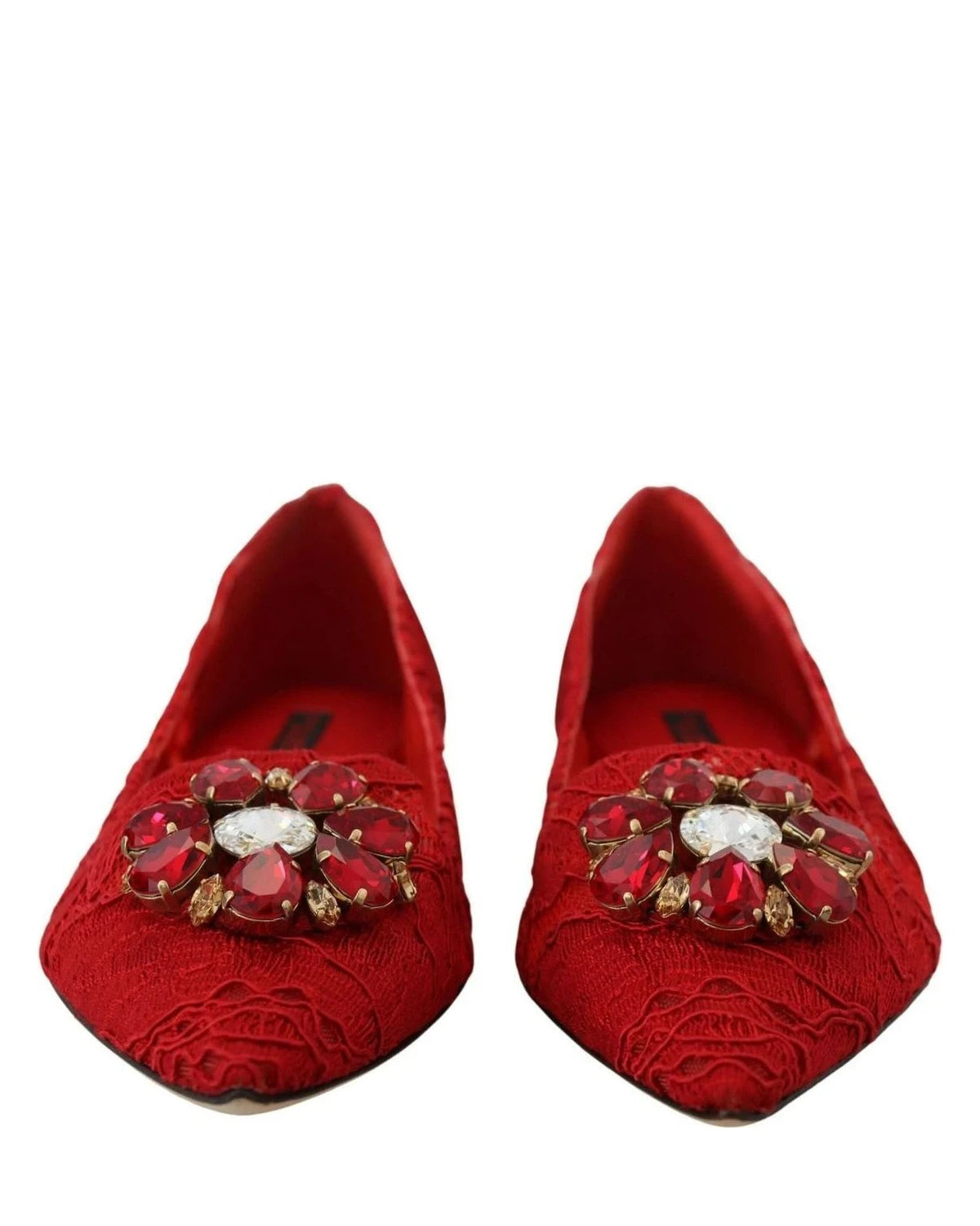 Dolce & Gabbana Red Taormina Crystals Loafers Flats Flats