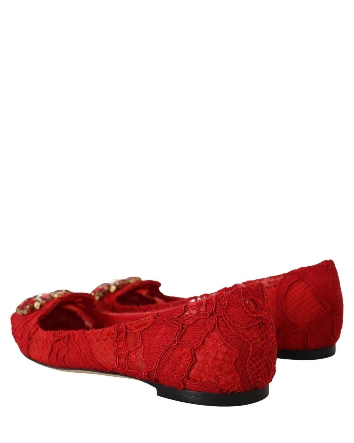 Dolce & Gabbana Red Taormina Crystals Loafers Flats Flats