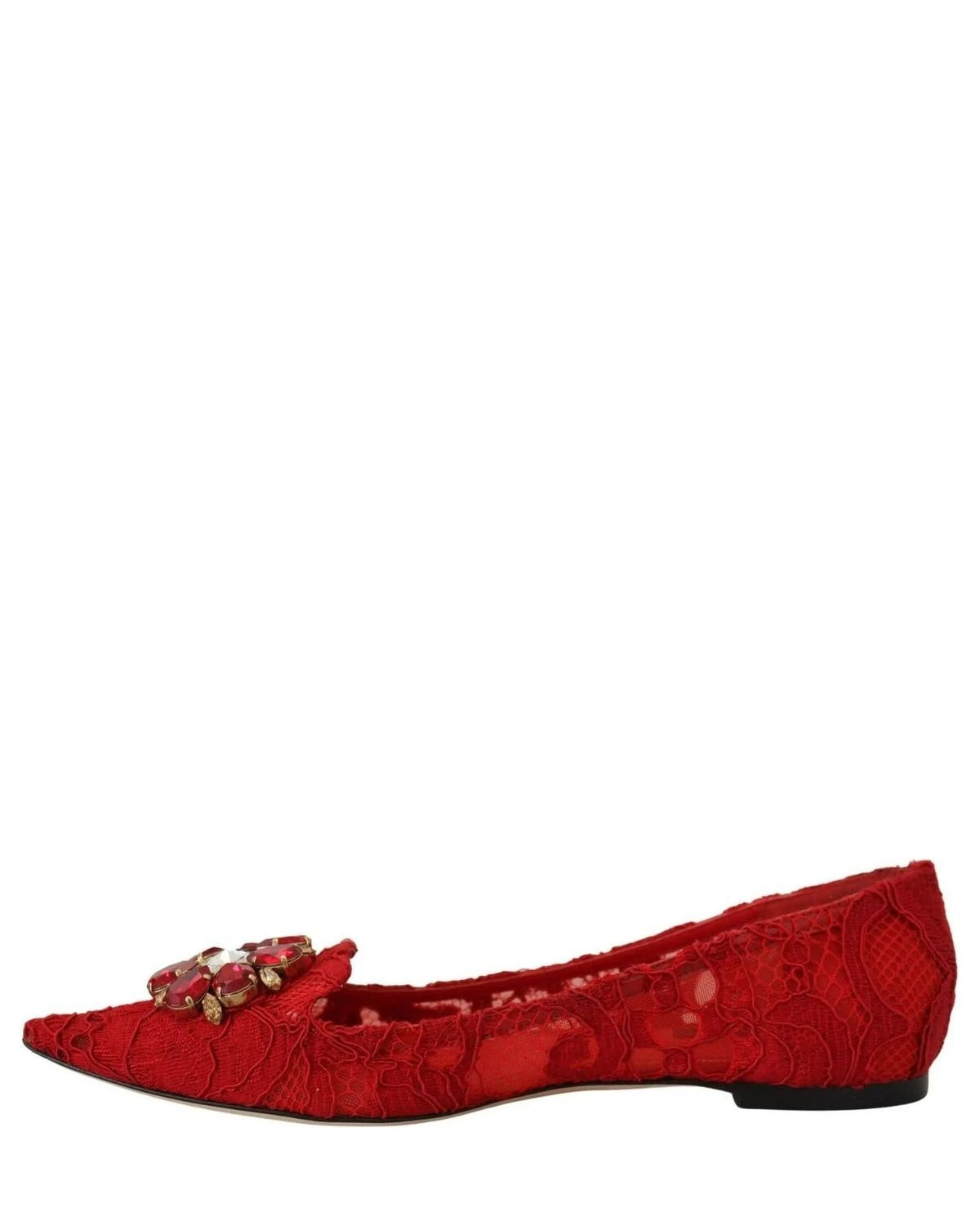 Dolce & Gabbana Red Taormina Crystals Loafers Flats Flats