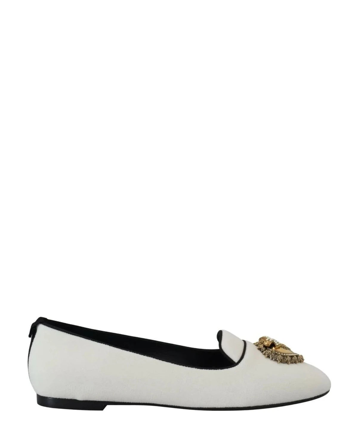 Dolce & Gabbana White Velvet Slip Ons Loafers Flats Flats