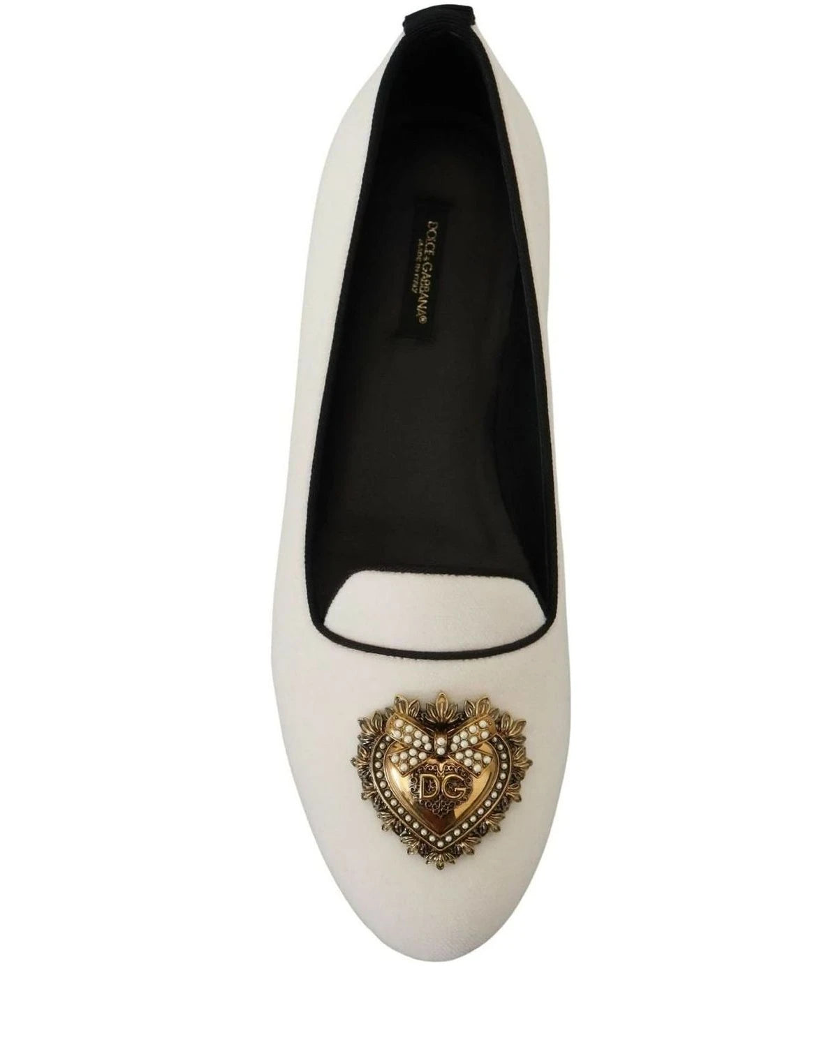 Dolce & Gabbana White Velvet Slip Ons Loafers Flats Flats
