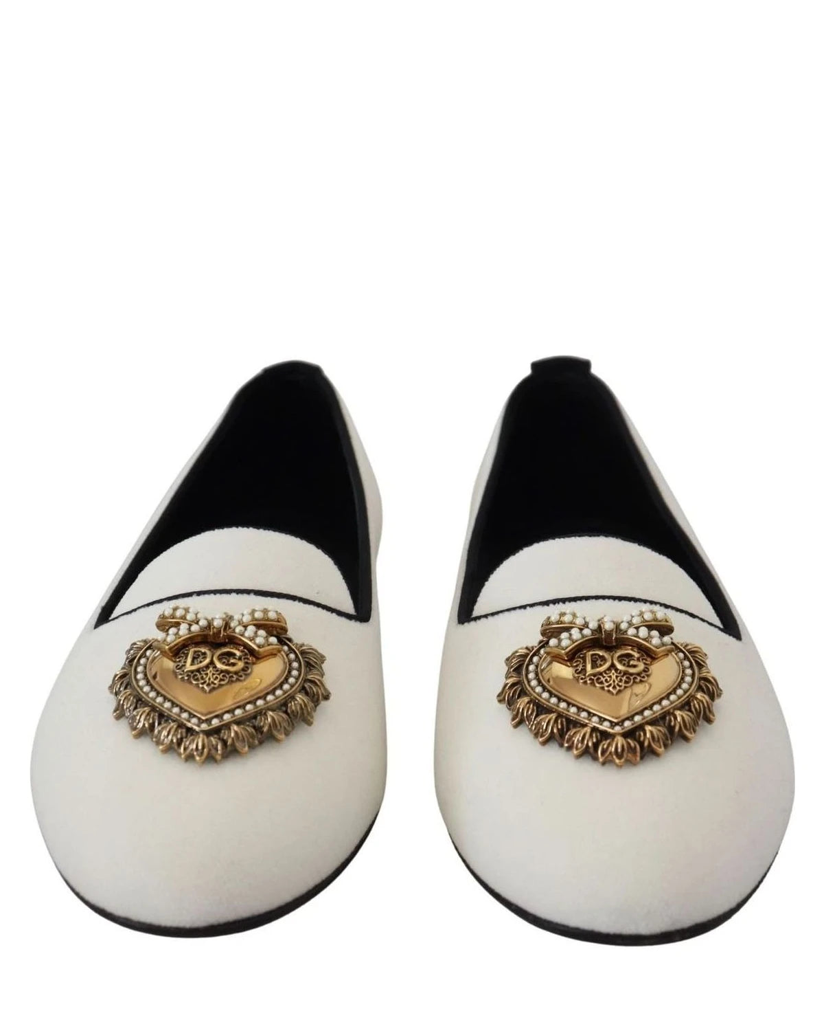 Dolce & Gabbana White Velvet Slip Ons Loafers Flats Flats
