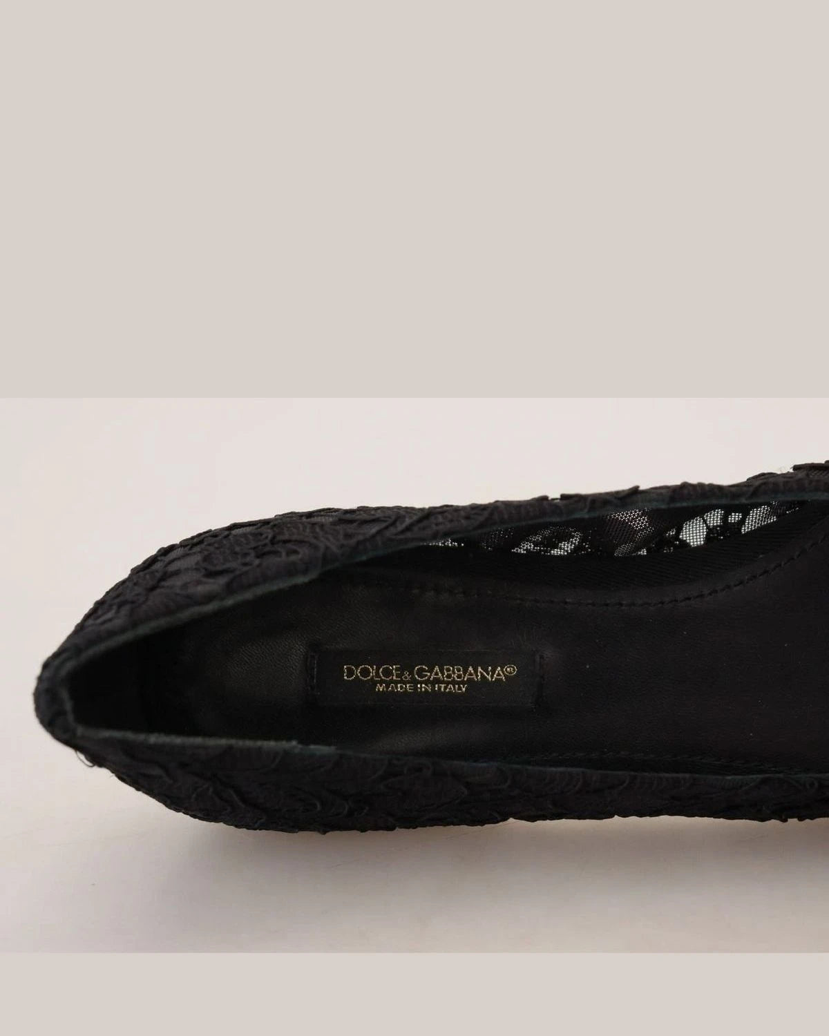 Dolce & Gabbana Black Lace Taormina Crystals Flats Flats