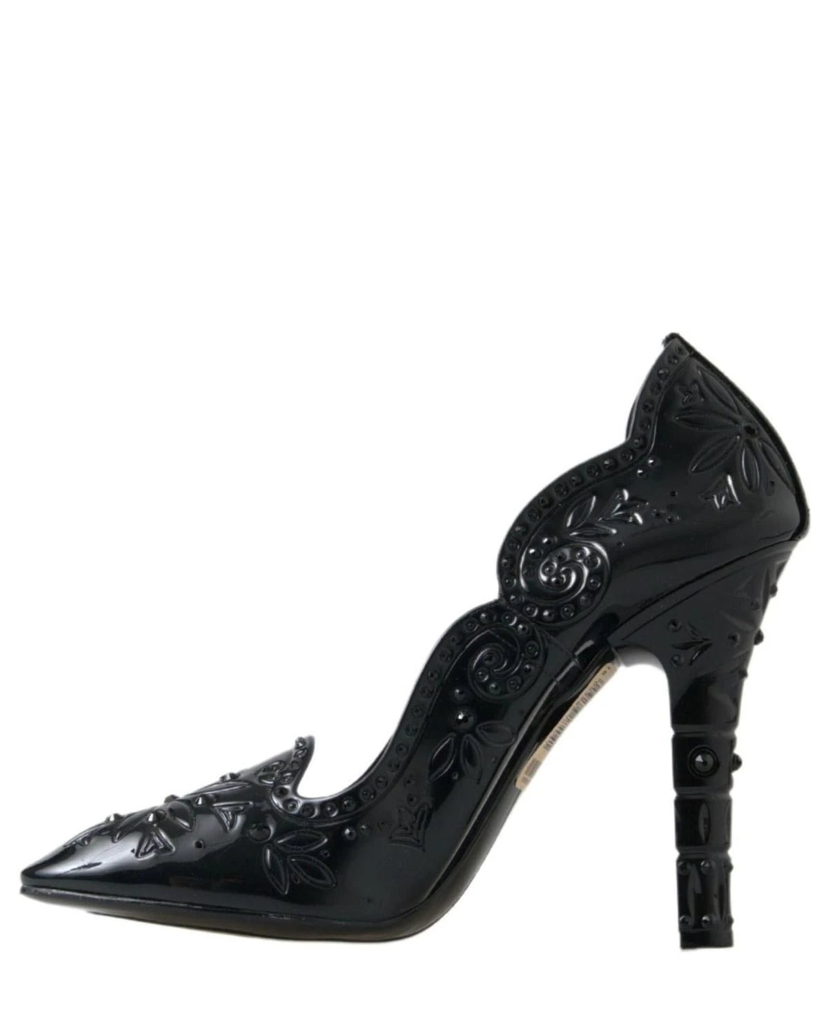 Dolce & Gabbana Black Cinderella Floral Crystal Heels Heels