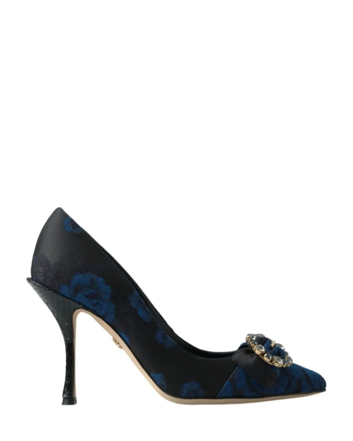 Dolce & Gabbana Blue Floral Ayers Crystal Pumps Heels
