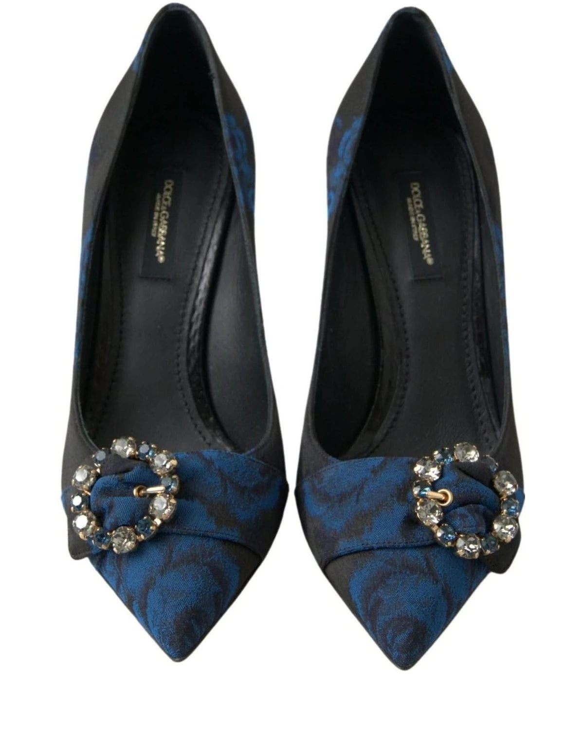 Dolce & Gabbana Blue Floral Ayers Crystal Pumps Heels