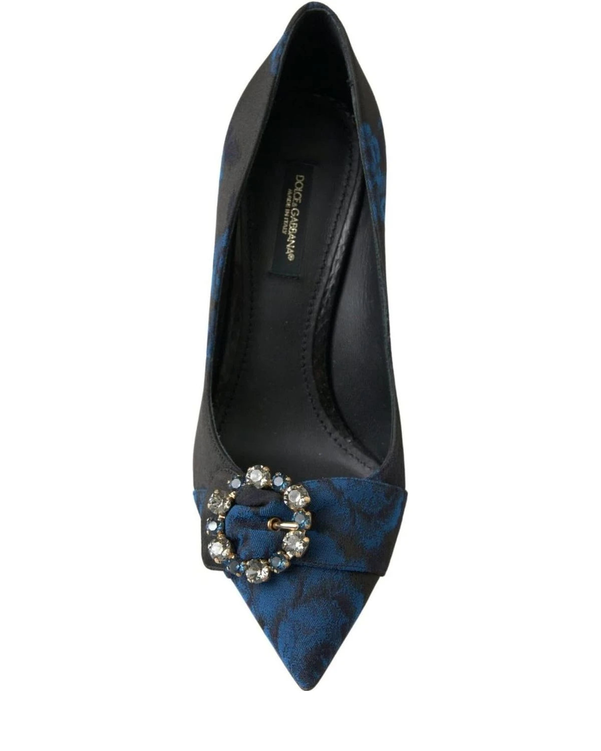 Dolce & Gabbana Blue Floral Ayers Crystal Pumps Heels