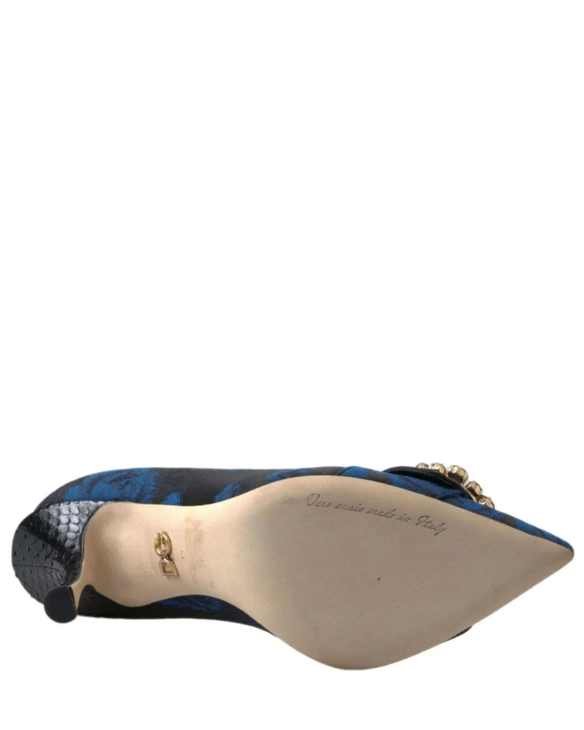 Dolce & Gabbana Blue Floral Ayers Crystal Pumps Heels