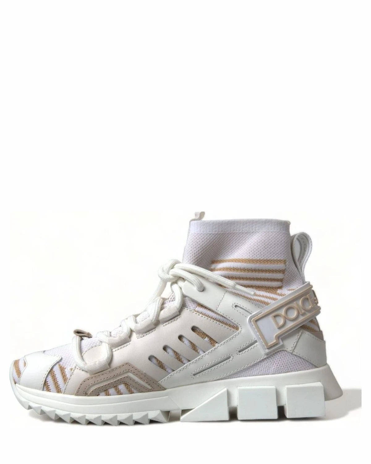 Dolce & Gabbana White Beige Sorrento Socks Sneakers Sneakers
