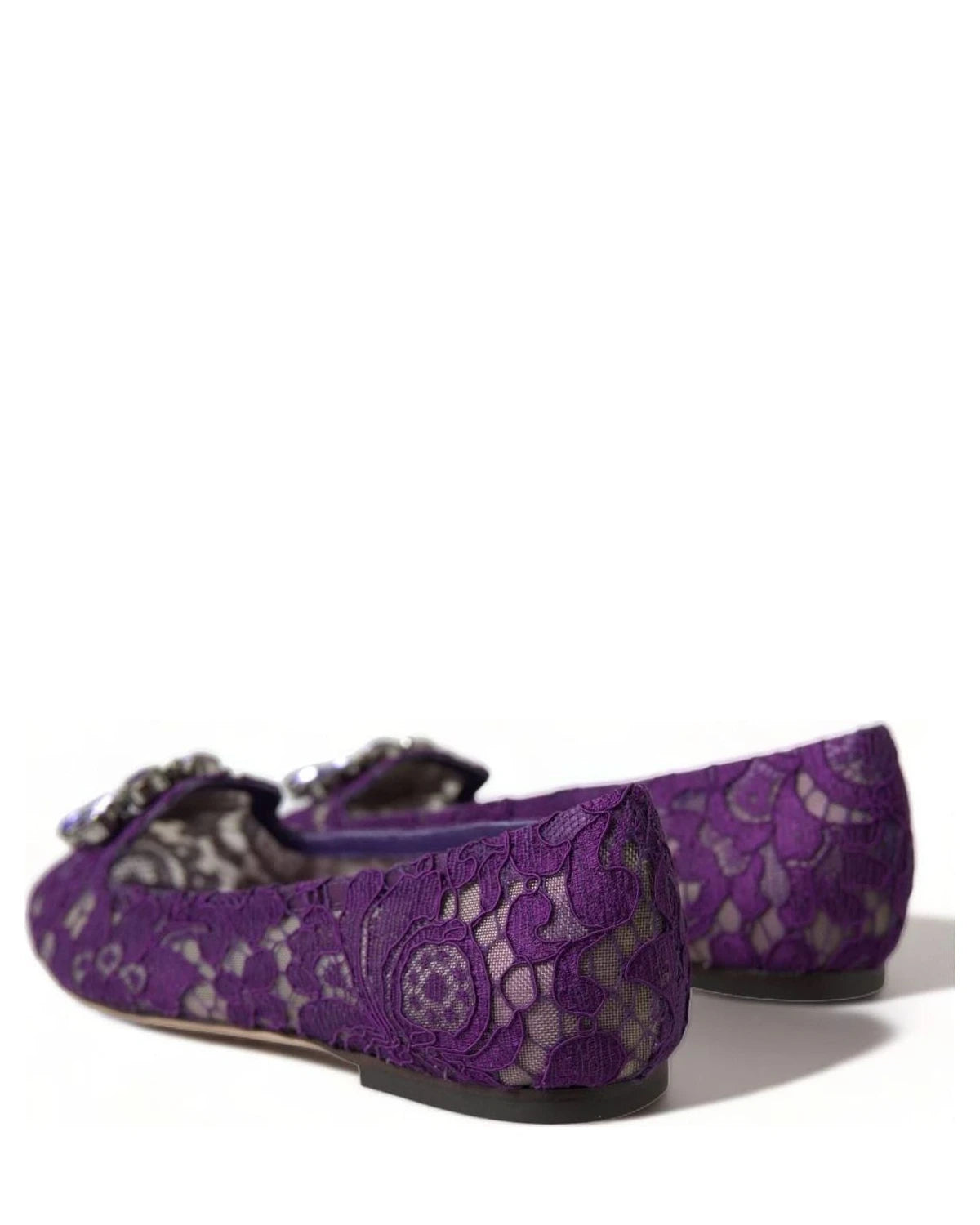 Dolce & Gabbana Purple Lace Vally Taormina Crystals Flats Flats