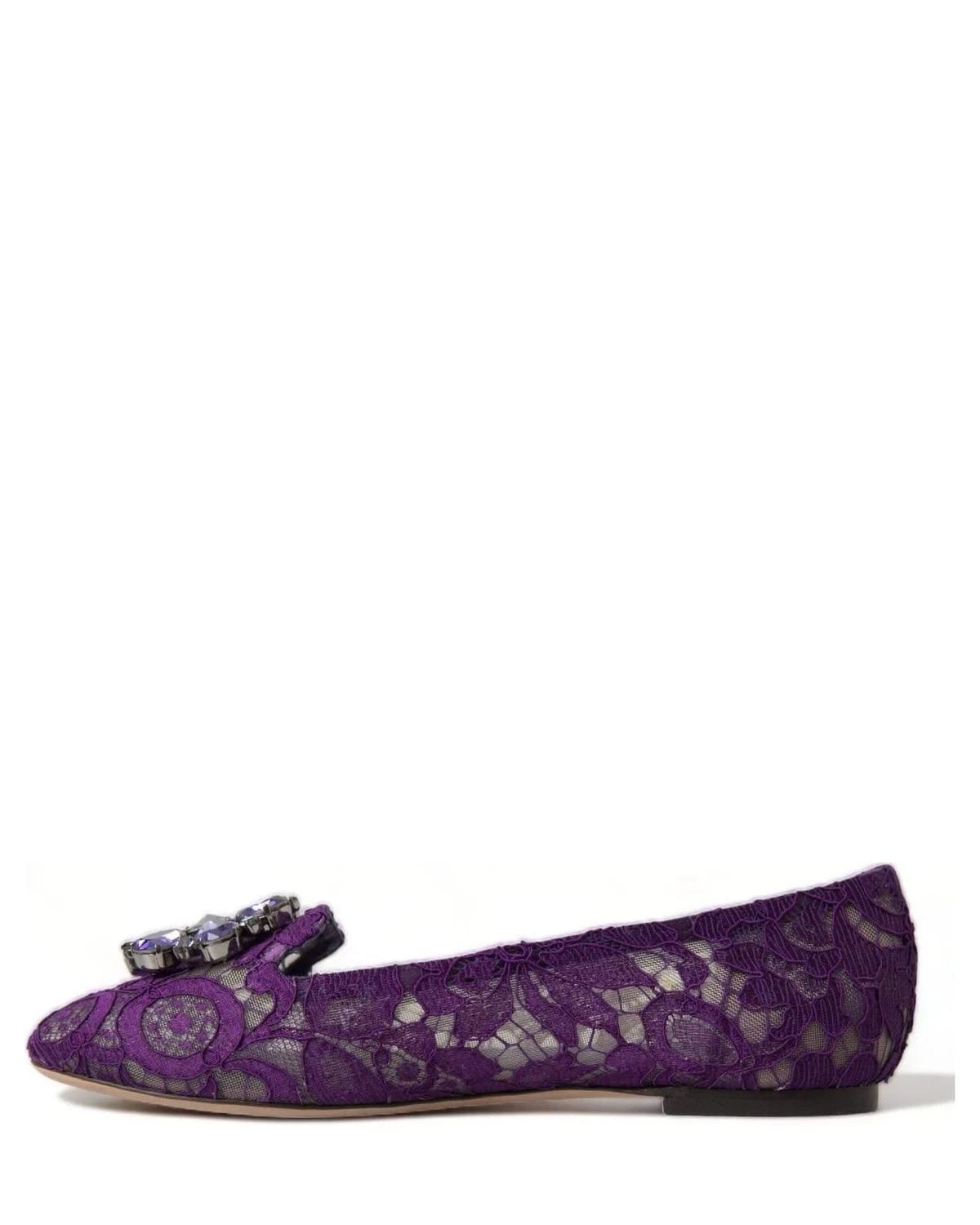 Dolce & Gabbana Purple Lace Vally Taormina Crystals Flats Flats