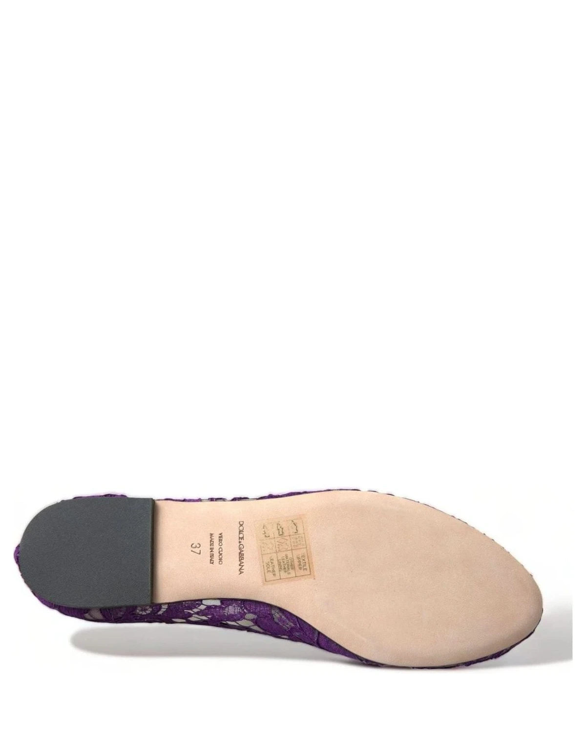 Dolce & Gabbana Purple Lace Vally Taormina Crystals Flats Flats