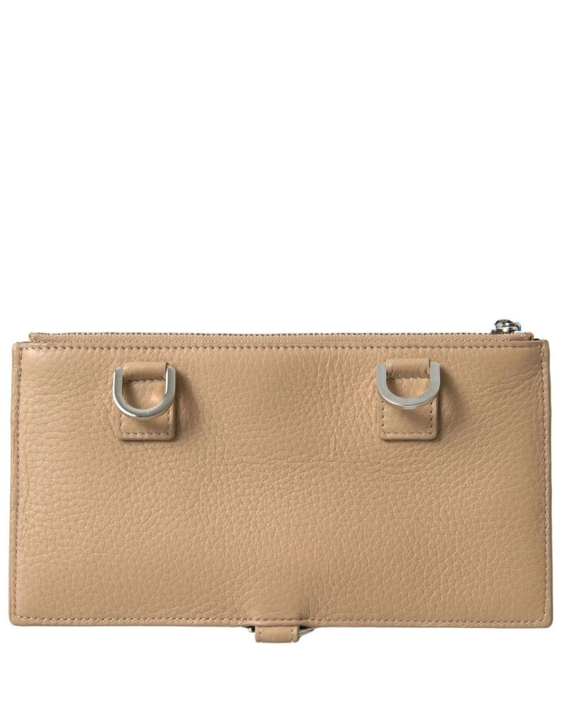 Dolce & Gabbana Beige Leather Shoulder Cardholder Strap Wallet Wallets