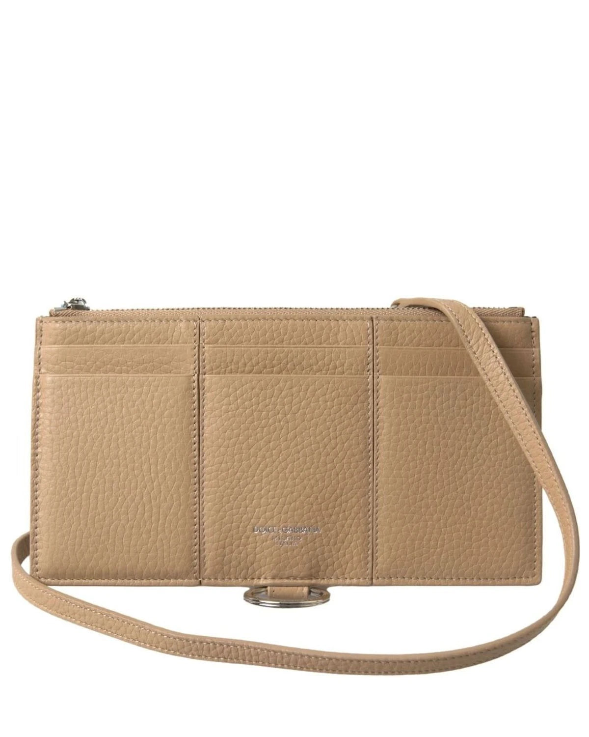 Dolce & Gabbana Beige Leather Shoulder Cardholder Strap Wallet Wallets