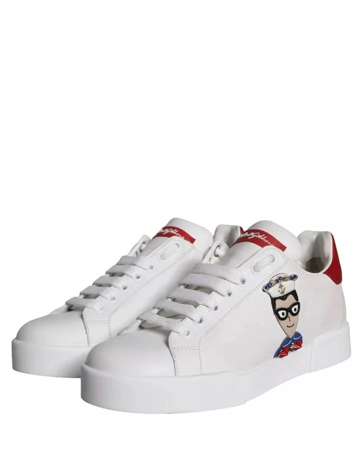 Dolce & Gabbana White Patch Calfskin Nappa Portofino Sneakers Sneakers