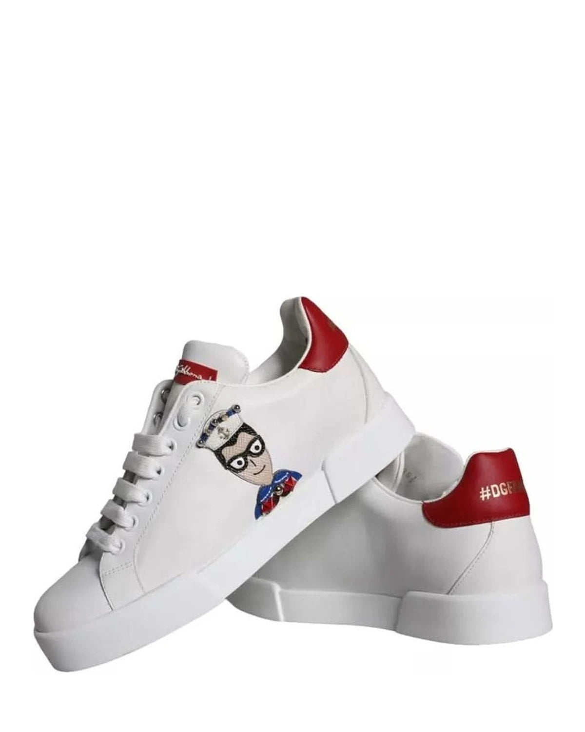 Dolce & Gabbana White Patch Calfskin Nappa Portofino Sneakers Sneakers