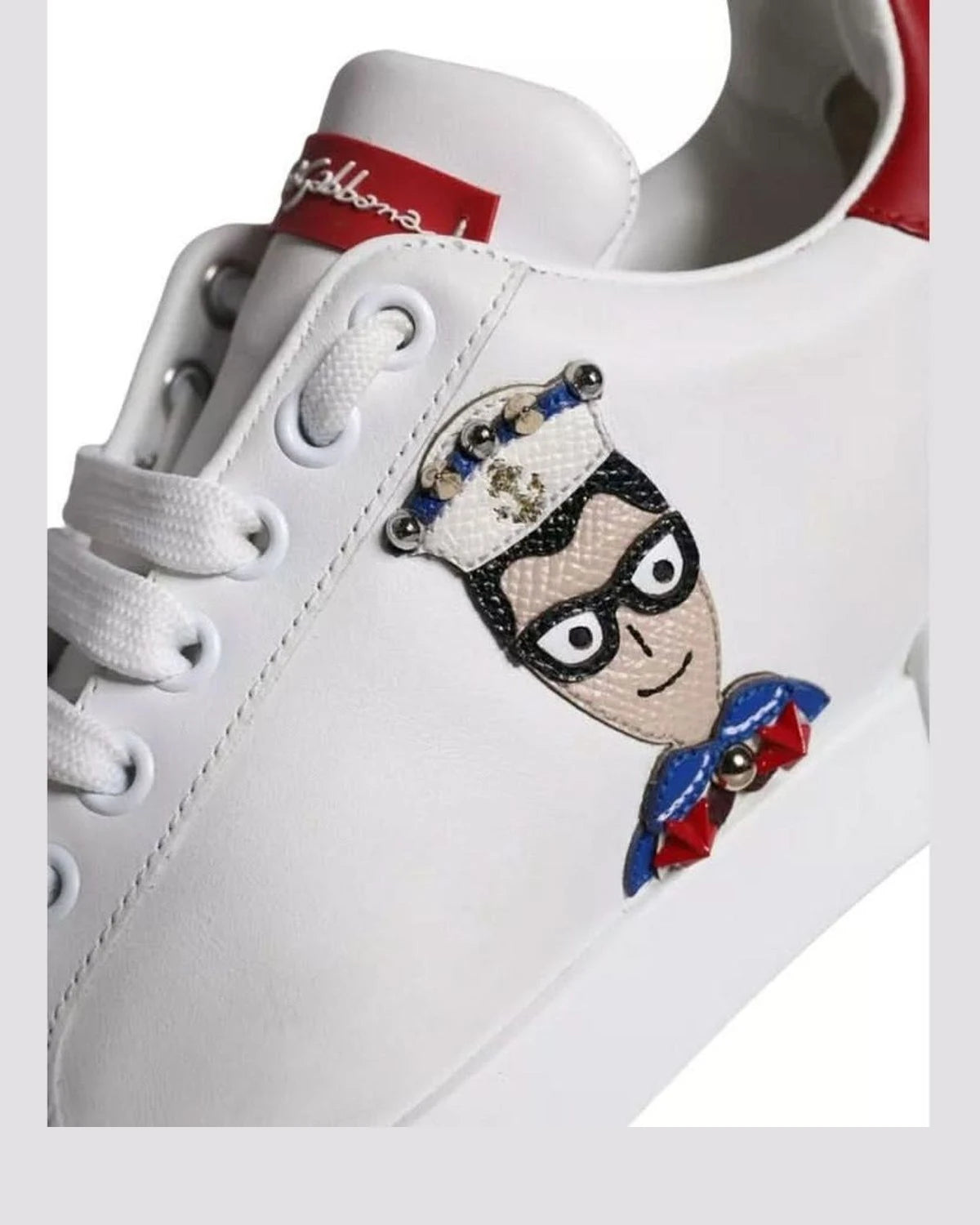 Dolce & Gabbana White Patch Calfskin Nappa Portofino Sneakers Sneakers
