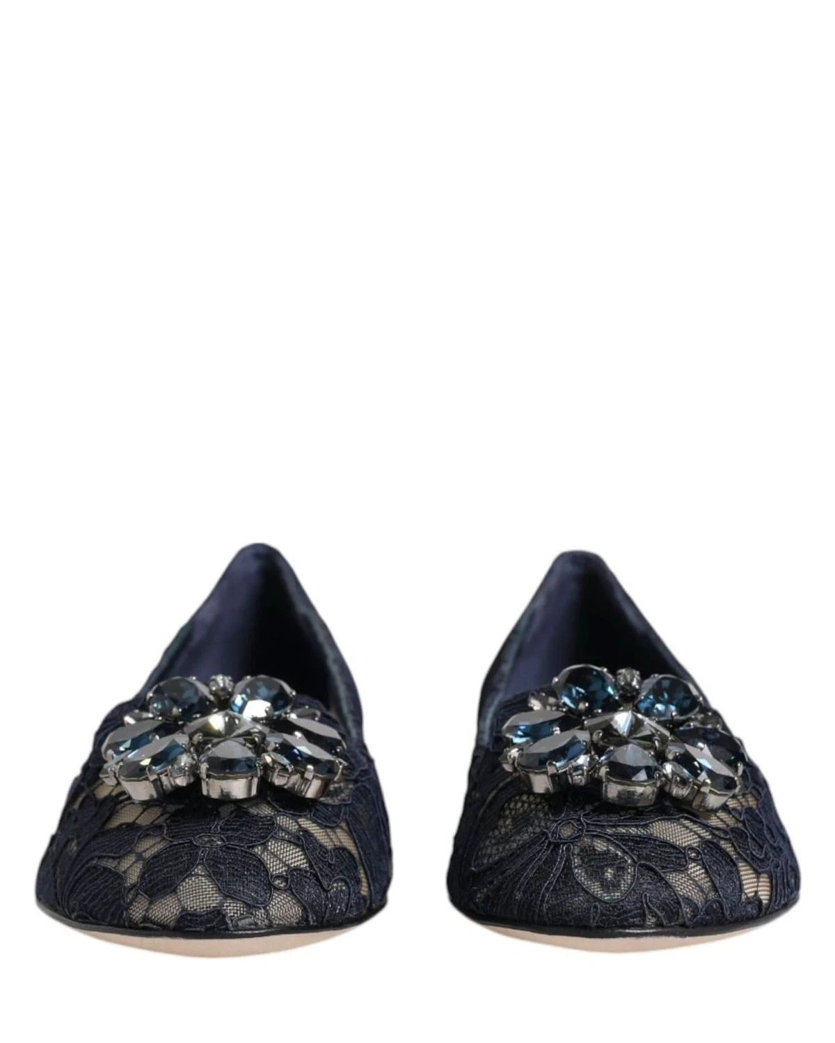 Dolce & Gabbana Blue Lace Taormina Crystals Flats Shoes Flats