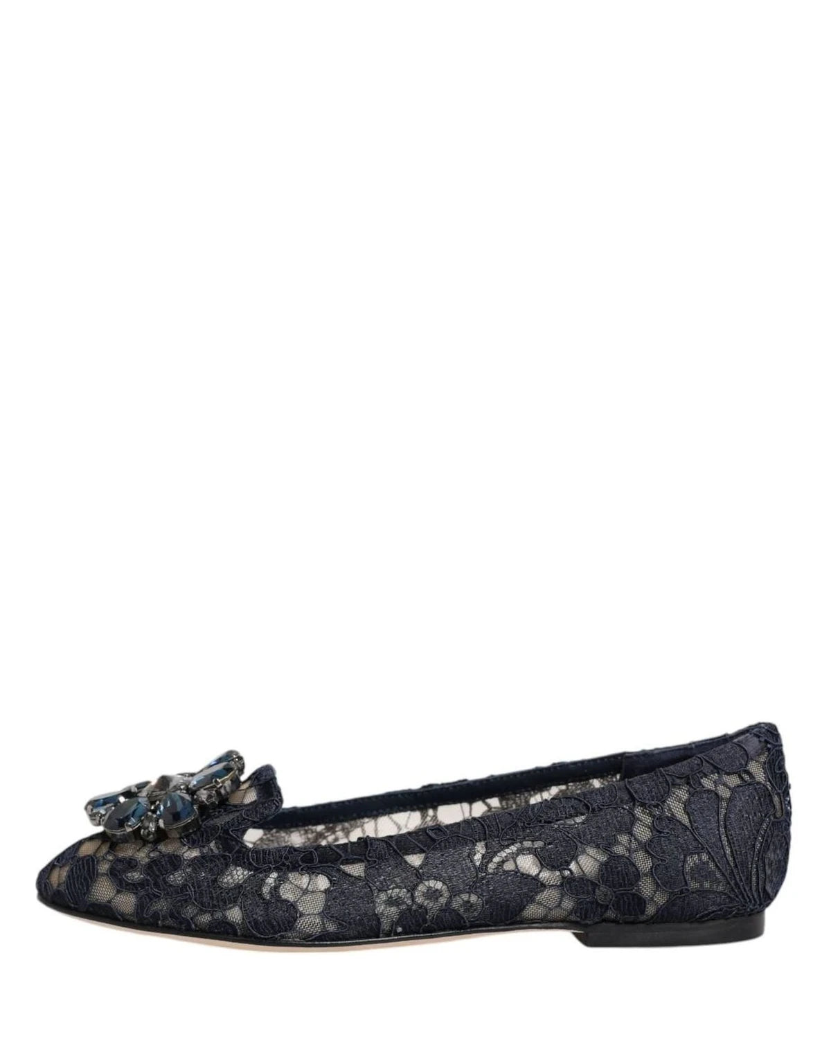 Dolce & Gabbana Blue Lace Taormina Crystals Flats Shoes Flats