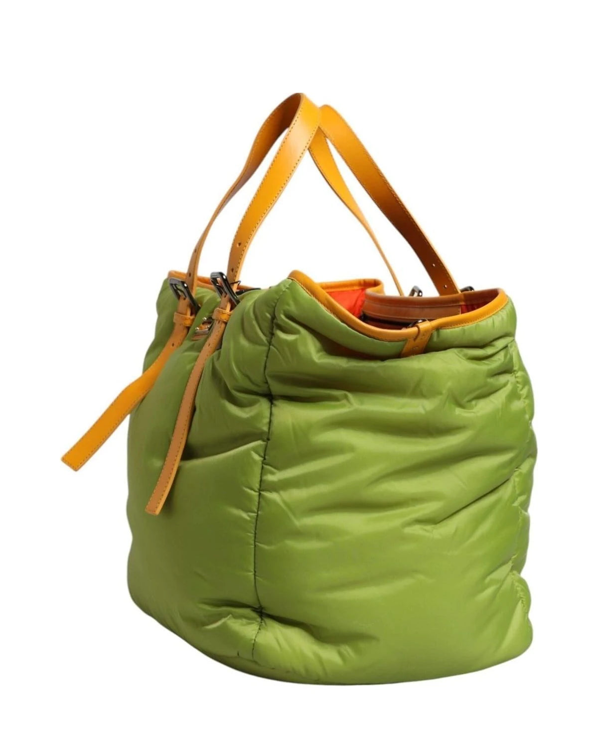 Dolce & Gabbana Green Nylon Padded Logo Plaque Tote Crossbody Bag Cross Body Bags