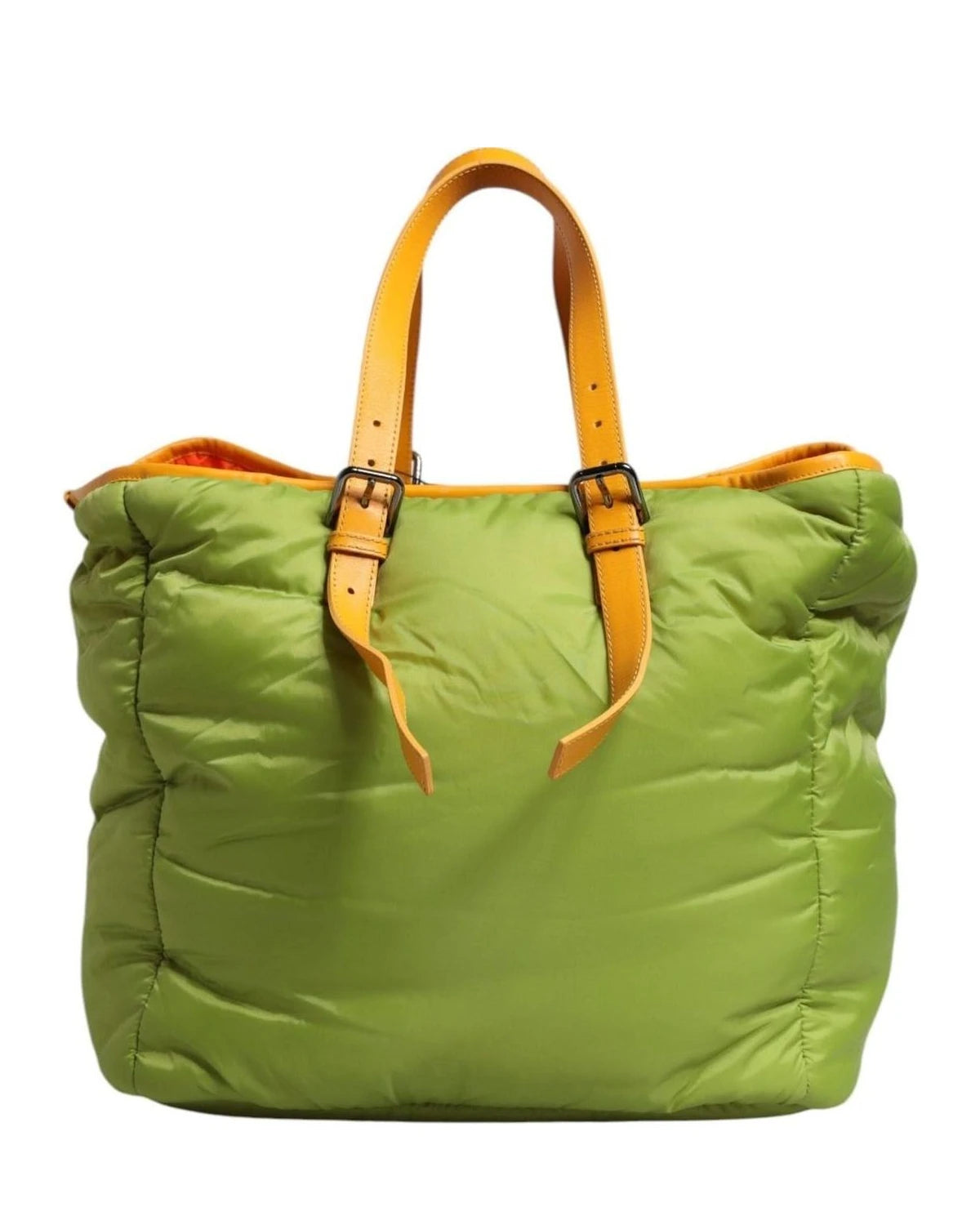 Dolce & Gabbana Green Nylon Padded Logo Plaque Tote Crossbody Bag Cross Body Bags