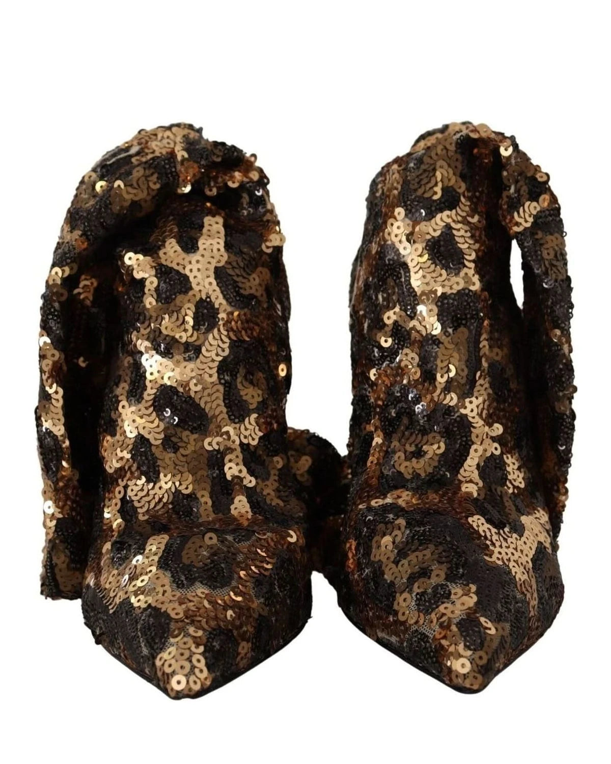 Dolce & Gabbana Gold Leopard Sequins Boots Boots