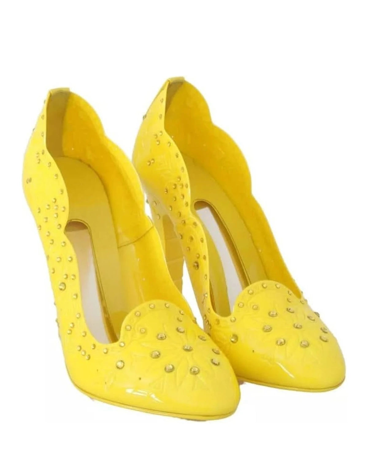 Dolce & Gabbana Yellow Crystal Heels Cinderella Shoes Heels