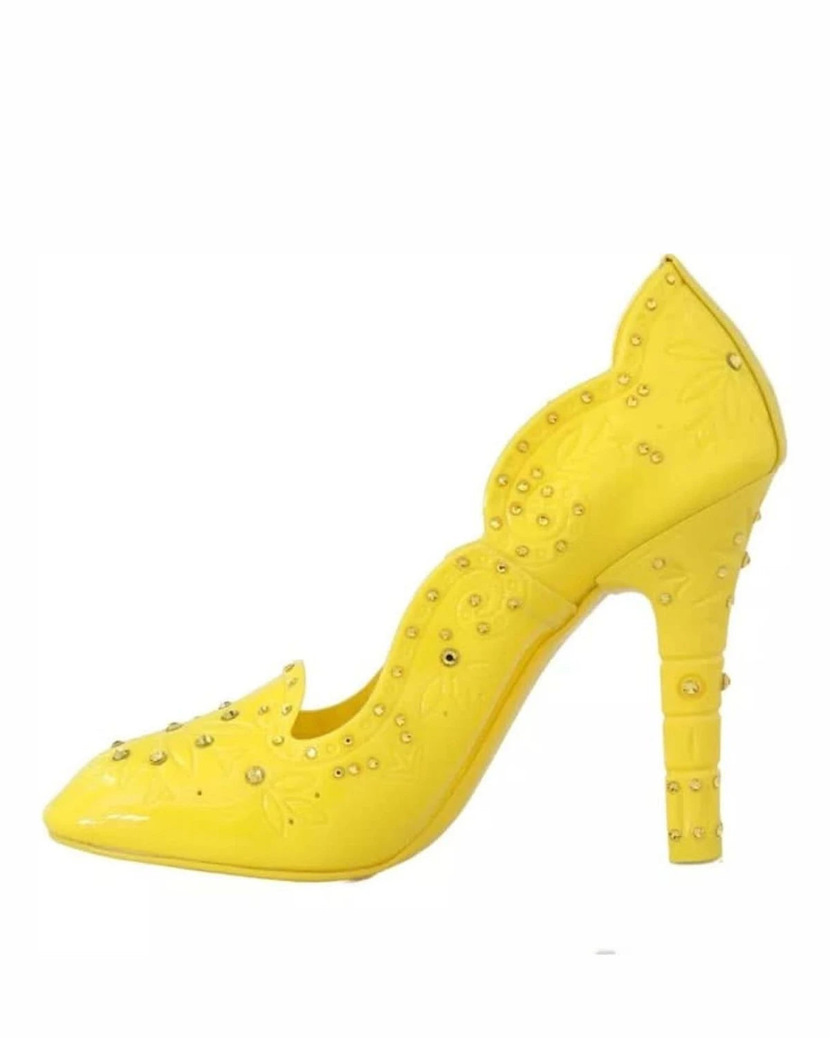 Dolce & Gabbana Yellow Crystal Heels Cinderella Shoes Heels