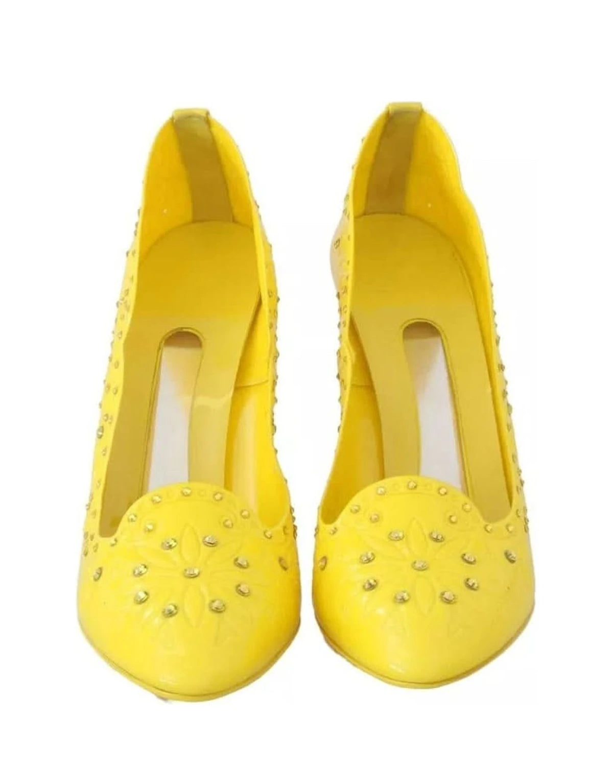 Dolce & Gabbana Yellow Crystal Heels Cinderella Shoes Heels