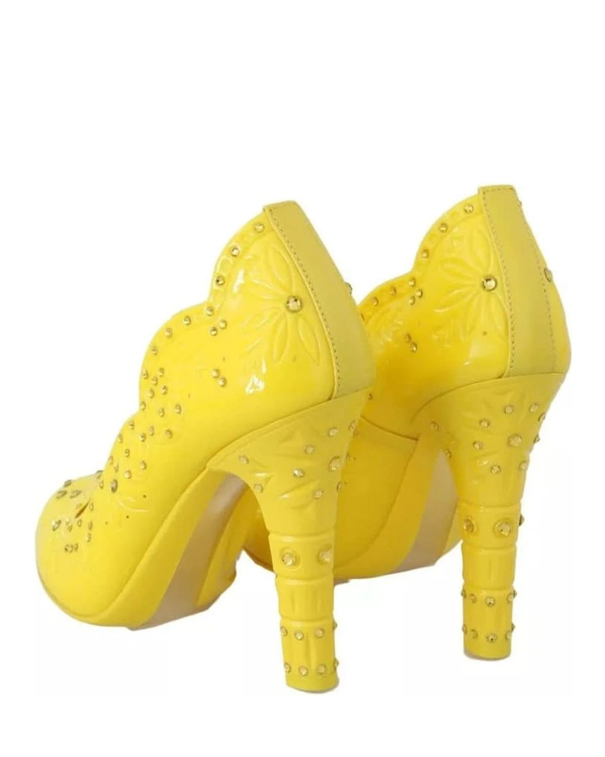 Dolce & Gabbana Yellow Crystal Heels Cinderella Shoes Heels