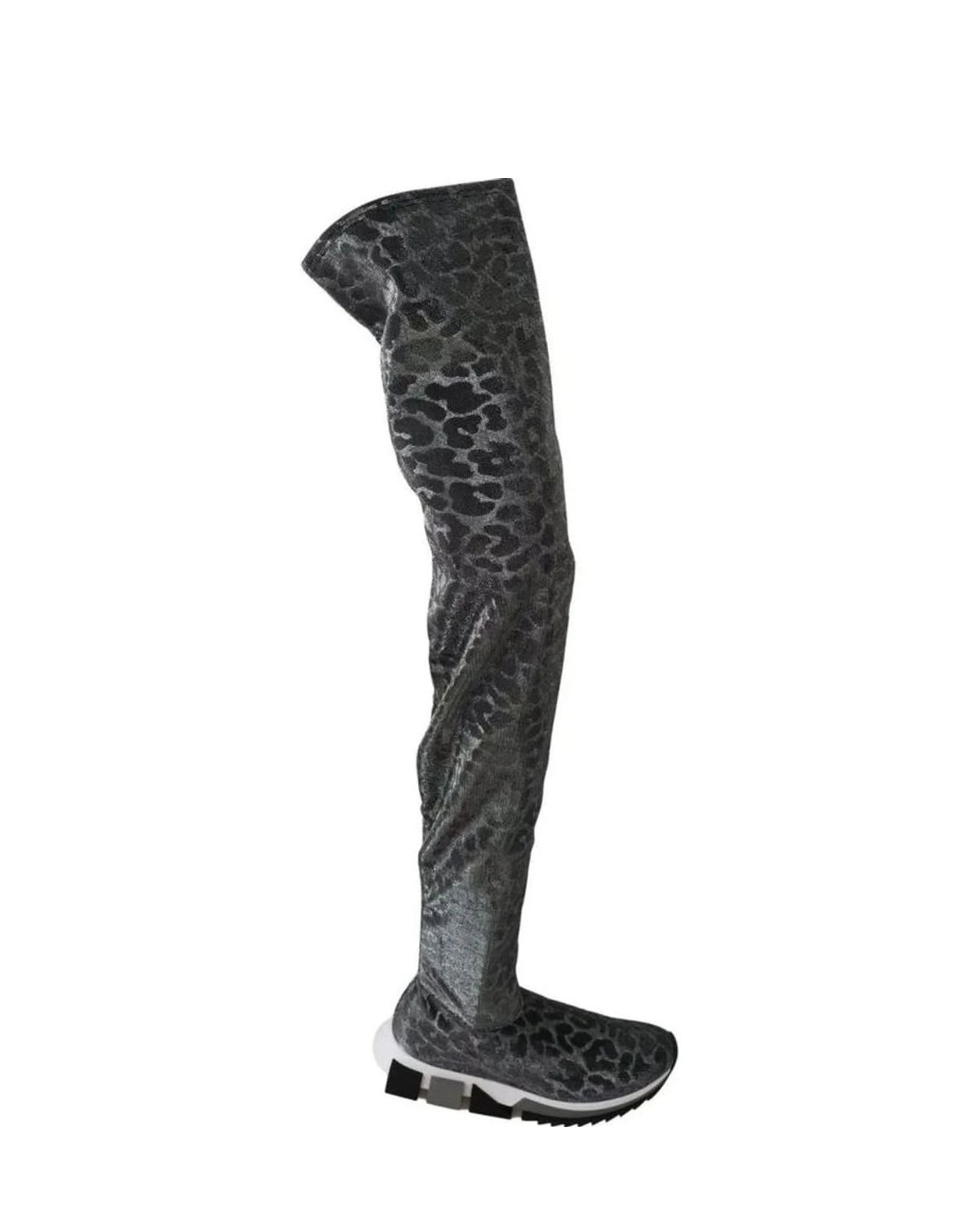 Dolce & Gabbana Gray Leopard High Top Sneakers Booties Shoes Boots