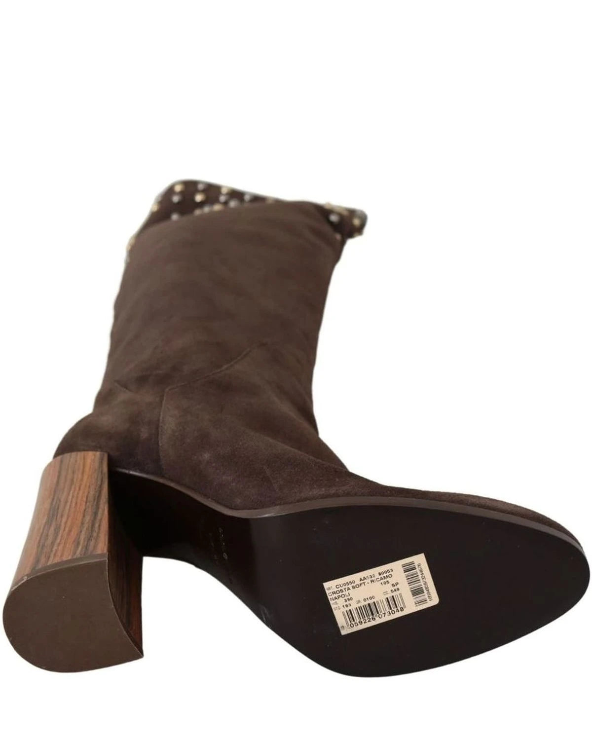 Dolce & Gabbana Brown Suede Studded Knee High Shoes Boots Boots